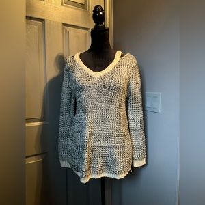 Skies are Blue cold shoulder black and cream sweater